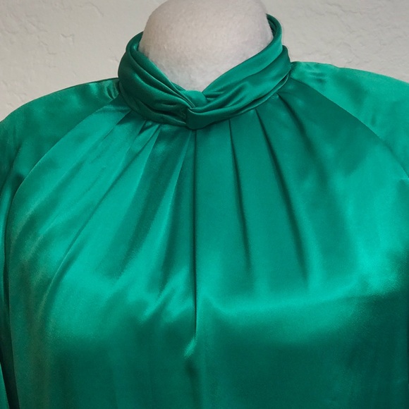 JUSTIN TODD Size:12 High Neck Satin Blouse - Picture 2 of 6